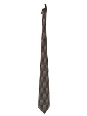 Cambridge Classics Mens Tie 100% Silk Brown Woven Checkered Pattern
